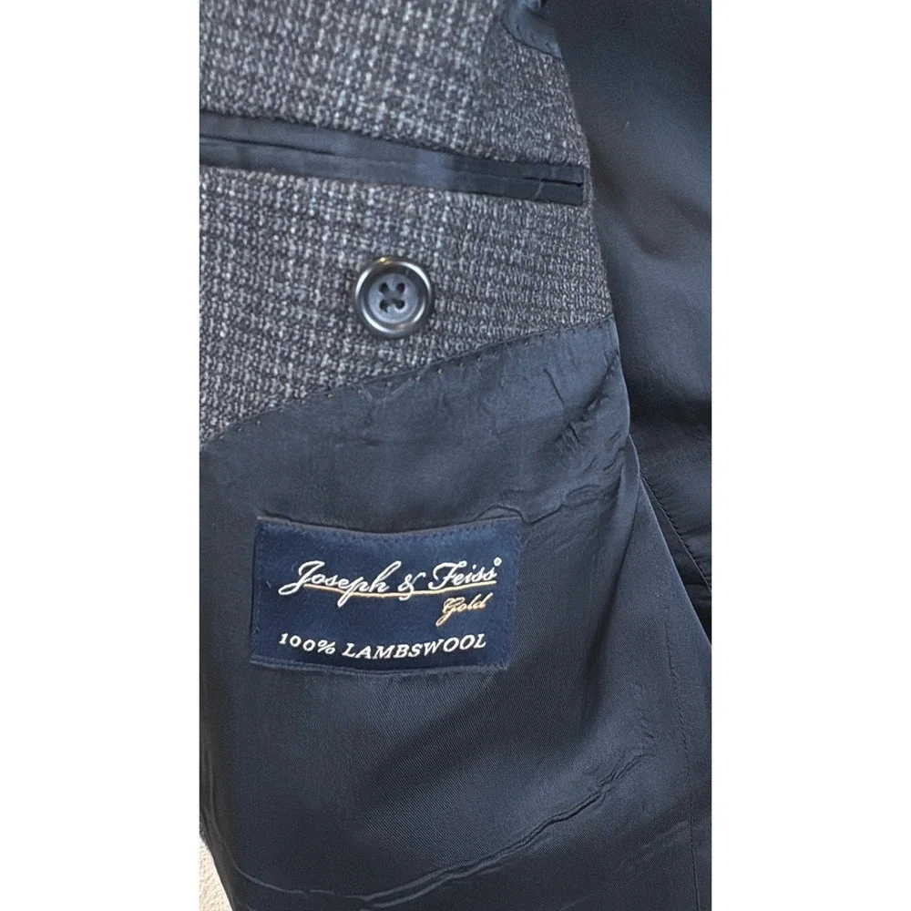 Joseph & Feiss Mens 44 Regular Blazer Blue 100% Lambswool Weave Sport Coat